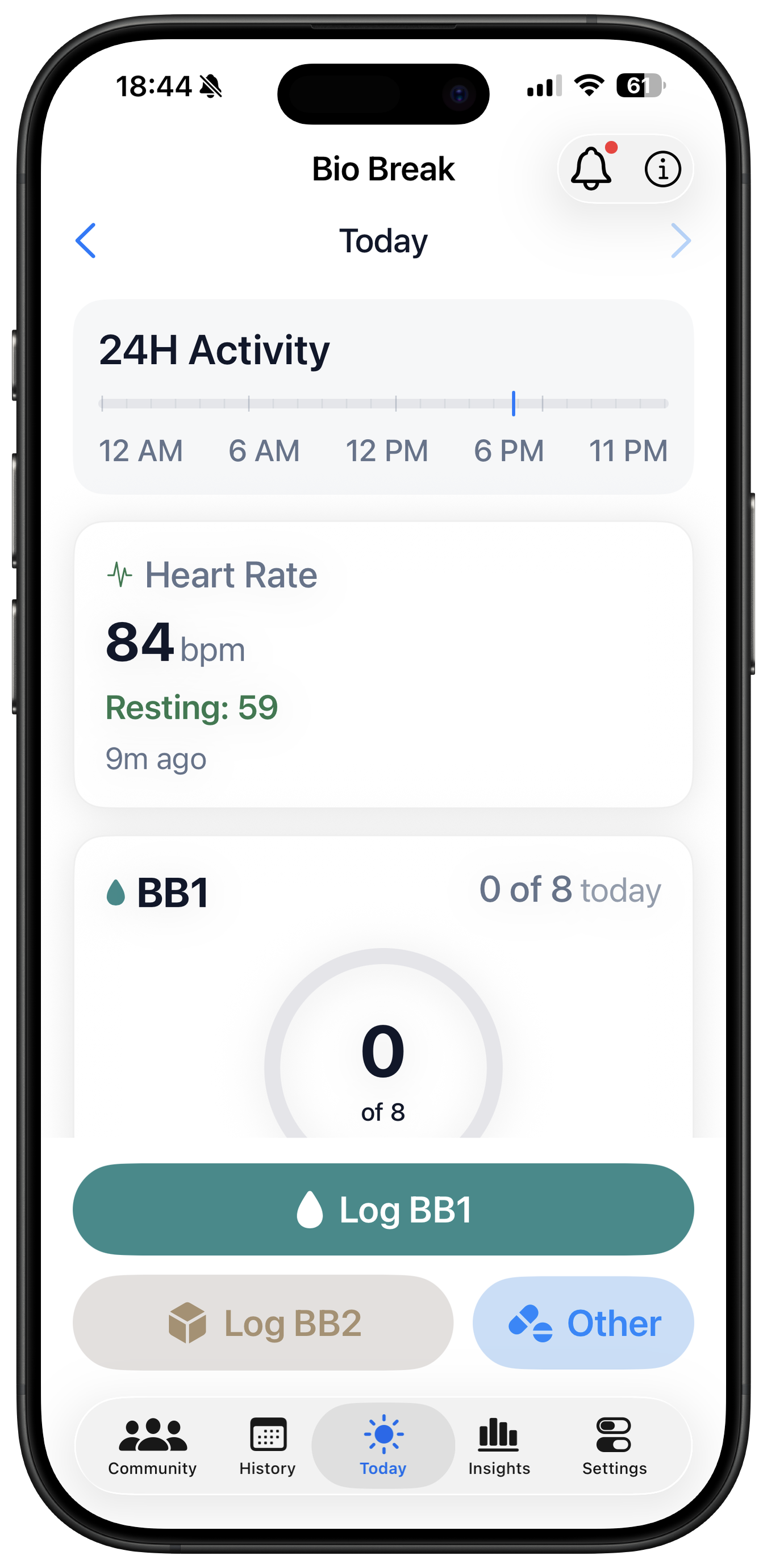 Bio Break app screen